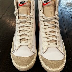 Nike Men's White Pink Blazers High-Top Sneakers